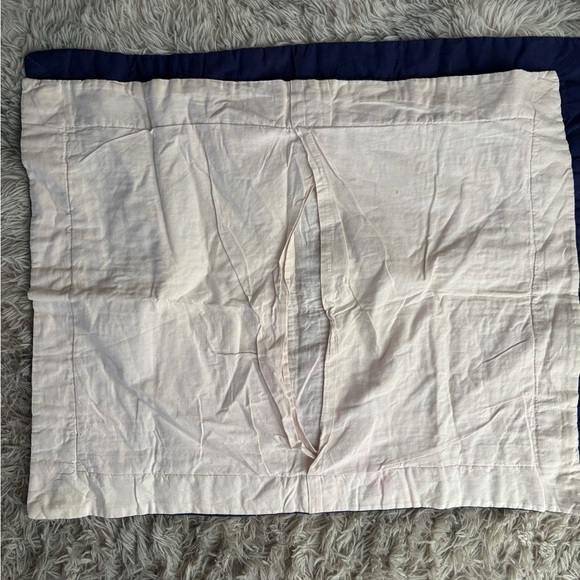 Vintage Log Cabin Navy and Pink Patchwork Quilt Pillow Case Set - Picture 8 of 9